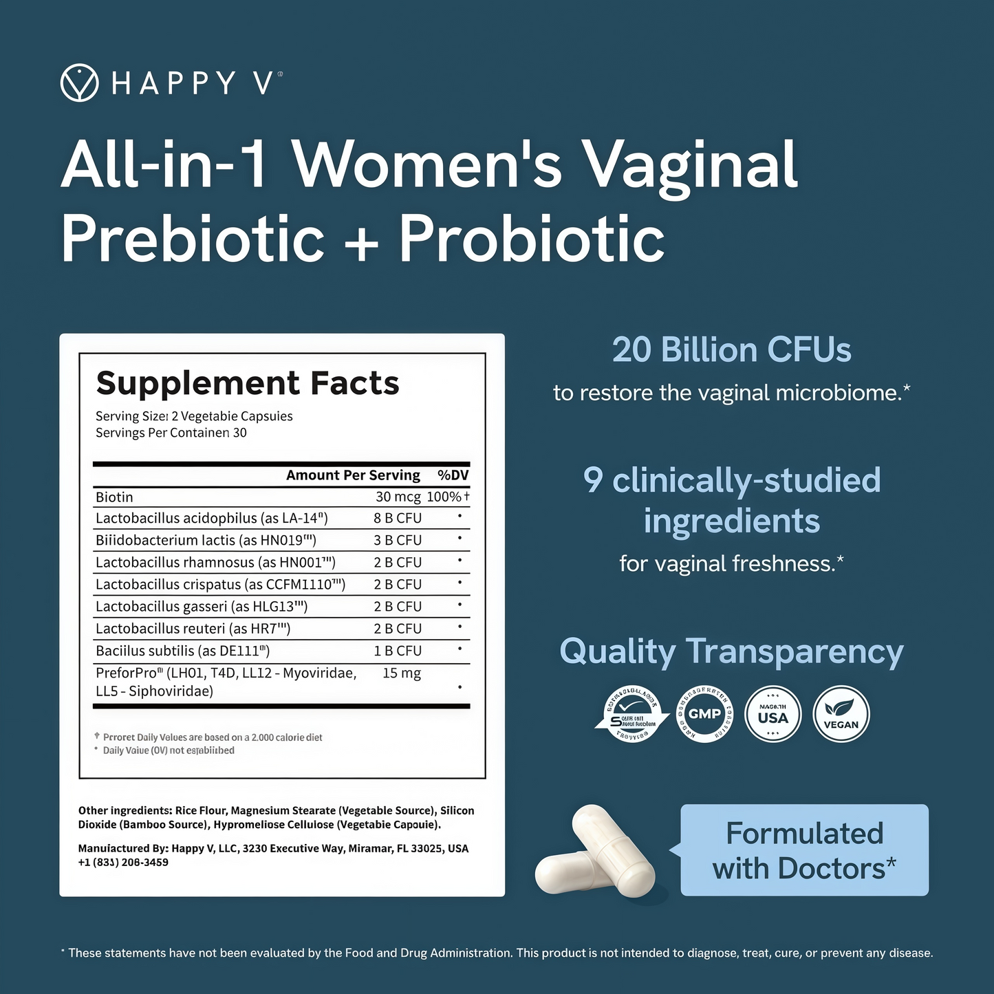 Happy V Prebiotic + Probiotic